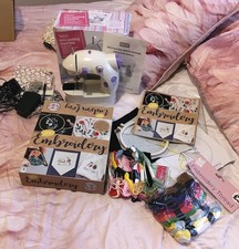 Hobby craft Mini Sewing Machine & Embroidery Set Ring + Embroidery Thread Bundle