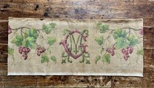 Antique French Decorative Hand Painted Monogrammed Canvas Pelmet 