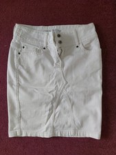 Womens Ladies White Denim Jeans Style Short Skirt Crew Size 8 50cm Long Cotton