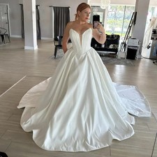 Modern Deep V Puffy Wedding