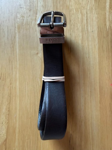 Hugo boss leather belt dark - boss,