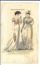 LADY'S MAGAZINE   Regency Fashion Plate   WALKING FULL DRESS    OCT 1810