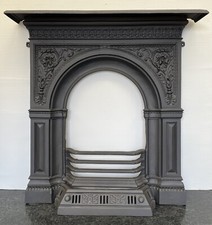 Original Restored Antique Cast Iron Victorian Fireplace Small Bedroom (AF272)