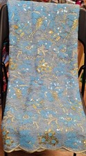 5 Yards French Lace Fabric Material With Sequins. Blue 