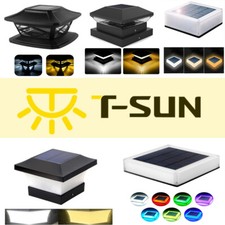 Solar Powered LED Deck Post Light Outdoor Garden Cap Pillar Fence Landscape Lamp