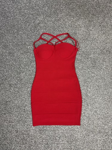 Red bandage bodycon mini - red,