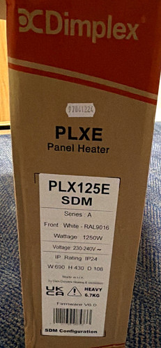 Dimplex plx125e panel heater - panel,