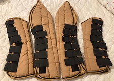 Pony Size Polyester Sand & Black Travel Boots Good Clean Condition