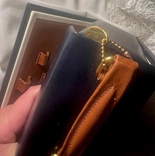 Brand New !Dulwich Designs Luxury Leather Jewellery Box Navy And Brown Square