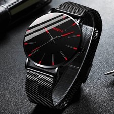 Mens Watches Black & Red Wrist