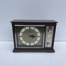 VINTAGE TOKYO TOKEI 2 JEWELS DESK SHELF ALARM CLOCK BROWN WOOD EFFECT RARE JAPAN
