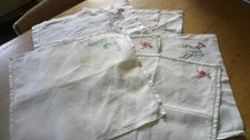 6 VINTAGE HAND  EMBROIDERED