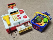 CASDON Talking Till Battery & Little Shopper Fruit and Vegetable Basket Bundle