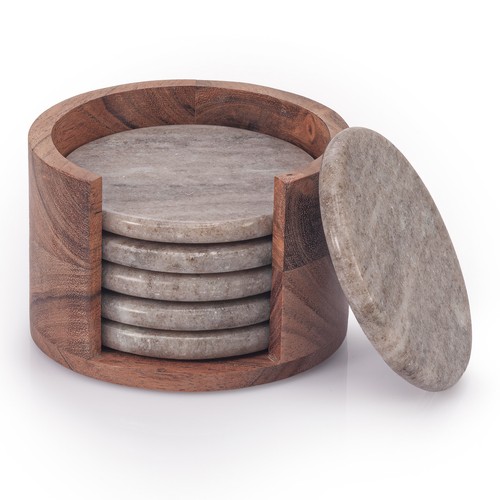 Ehc pcs round marble drinks - round,