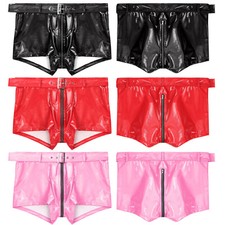 Men's Wet Look Leather Zipper