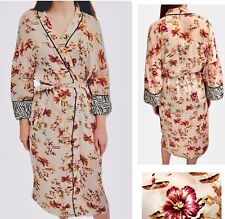 Ladies Ex Marks Wrap Robe Silky Feel Tropical Summer Floral Dressing Gown NEW
