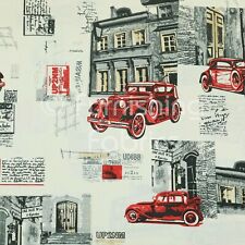 Vintage Car Red Printed Poly