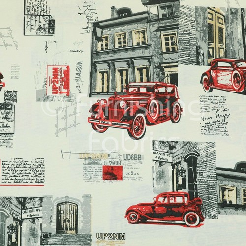Vintage car red printed - vintage, poly