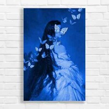 Enchanted Butterfly Dream Blue Canvas Print Large Picture Wall Art