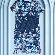 LIPSY LONDON SIZE 8 BLUE LACE FLORAL DRESS WEDDING PARTY HOLIDAY COCKTAIL CRUISE