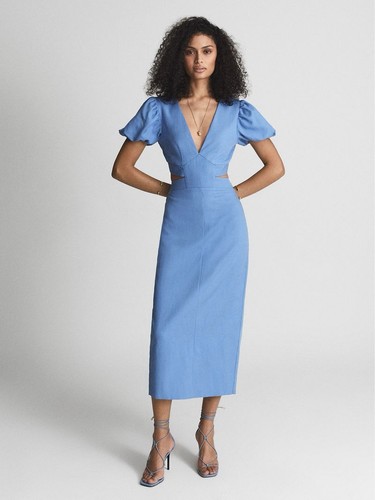 Reiss blue jennah puff sleeve - reiss,
