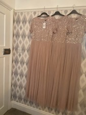 Bridesmaid Dresses X 3 Dusky Pink 12 14 16, Beautifully Embellished Bodice