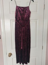 D96 WOMANS TOPSHOP PINK VELOUR STRAPPY BELTED DRESSY TROUSER PLAYSUIT UK 6 EU 34