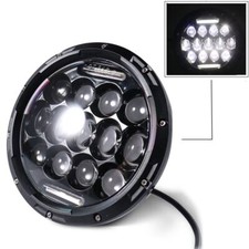 Black Motorcycle LED headlight Round High Low Beam Headlight Slim Cafe Racer