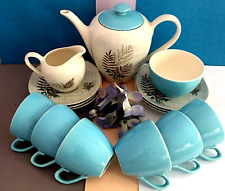 Vintage c1957 Retro J & G Meakin Pottery Coffee Set For Six "Rock Fern”????