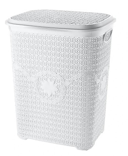 Tall knit laundry basket with - basket,