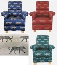 Fryetts Leopards Fabric Adult Chair Armchair Gold Orange Indigo Blue Teal Green