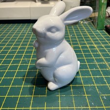 6” White Ceramic Sit Up Rabbit Bunny
