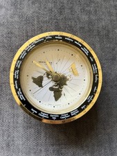 1960 Wehrle World Time Travel Table Alarm Clock Germany Quartz