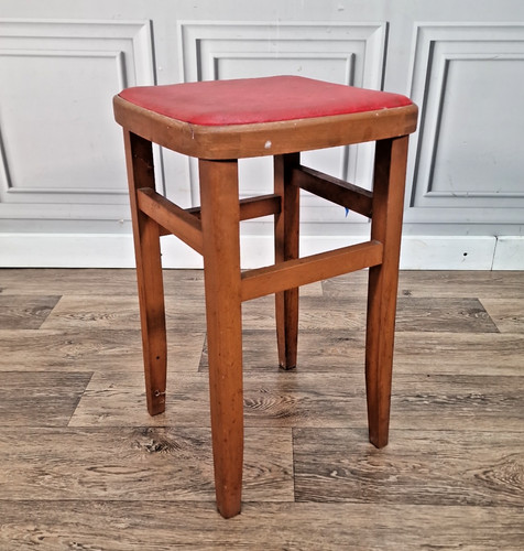 Vintage wooden kitchen stool - vintage,