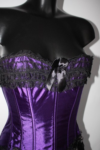 Purple black lacy trim lace - &,