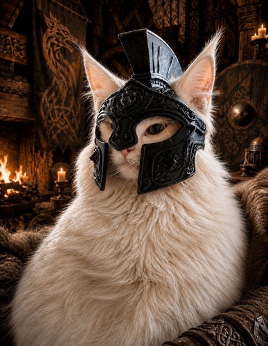 Viking spartan cat helmet - viking,