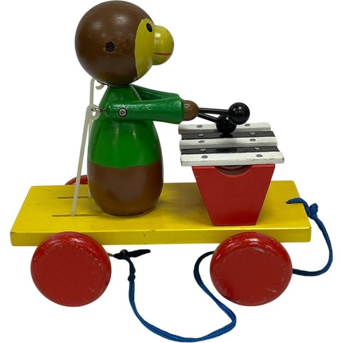 Vintage wooden monkey - monkey, pull