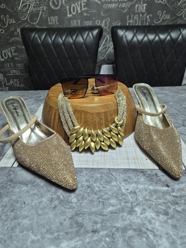 Style shoes gold rhinestone - style,