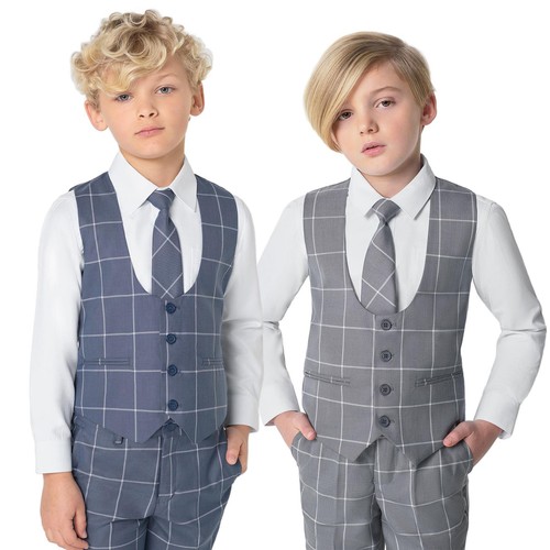Boys blue piece check suit - boys,
