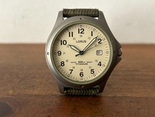 LORUS 100M TITANIUM FIELD WATCH VX32-0AK0 MILITARY STYLE QUARTZ WATCH - GWO