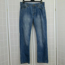 Crosshatch Mens Jeans W34 L32 Blue Denim Straight Leg Button Fly Black Label