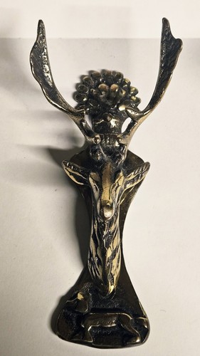 Solid vintage brass stag head - vintage,