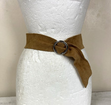 Suede Obi Belt Tan Women's Size UK 8-10 Waist Belt Cincher Boho Hippie
