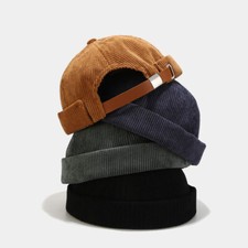 Mens Solid Corduroy Docker Cap