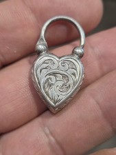 UK Metal detecting Antique Victorian Silver Heart Shaped Padlock Clasp Pendant