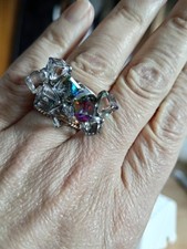 Original Swatch Bijoux Ring With Cristal Cubes On Wide   Size P 1/2. RRP £83