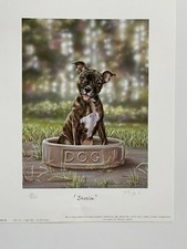 Rare Dog Art Print Bite Size (Staffie Pup ) by Paul Doyle  sold out edition