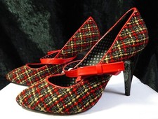Killah - Miss Sixty red black retro fabric rockabilly high heel shoes UK 4 EU37 