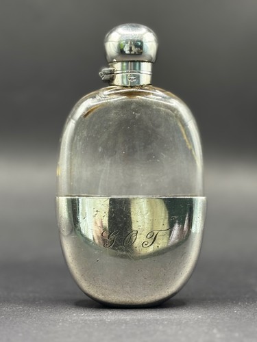 Antique glass silver plate - &,