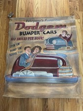 Dodgem Bumper Car Canvas Painted Sign Advertising